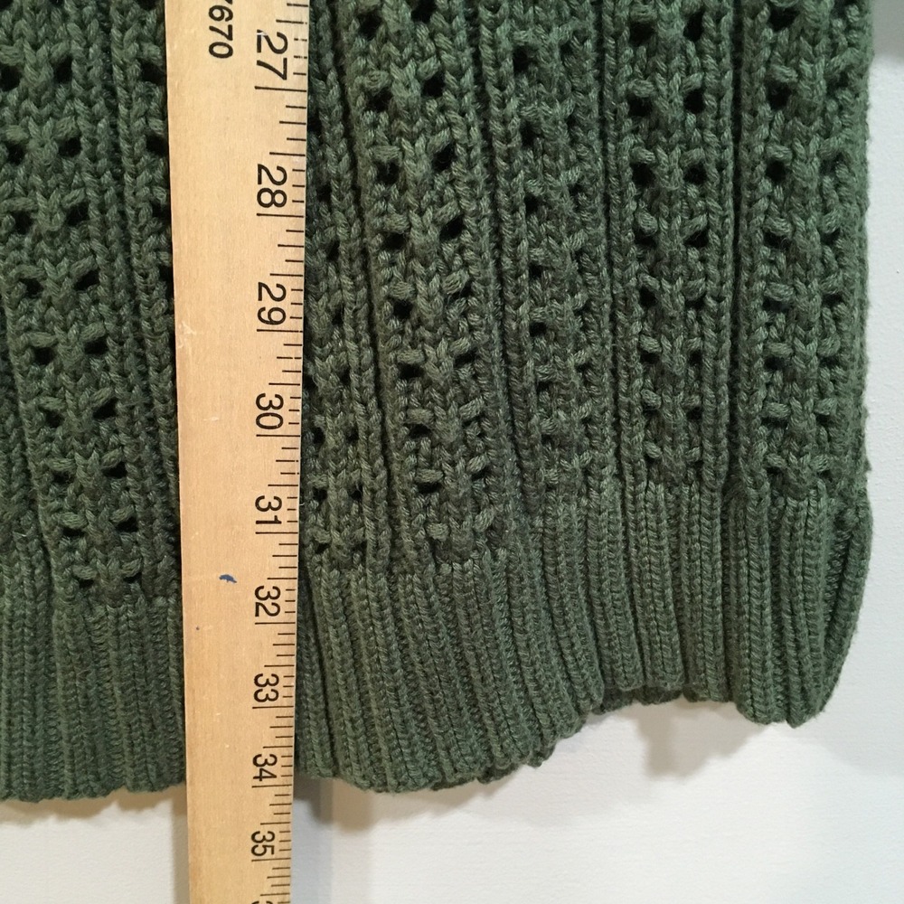 J.Jill Pointelle Open Knit Sweater Dress Women M Dark Green Forest Fairy Classic - Picture 5 of 12